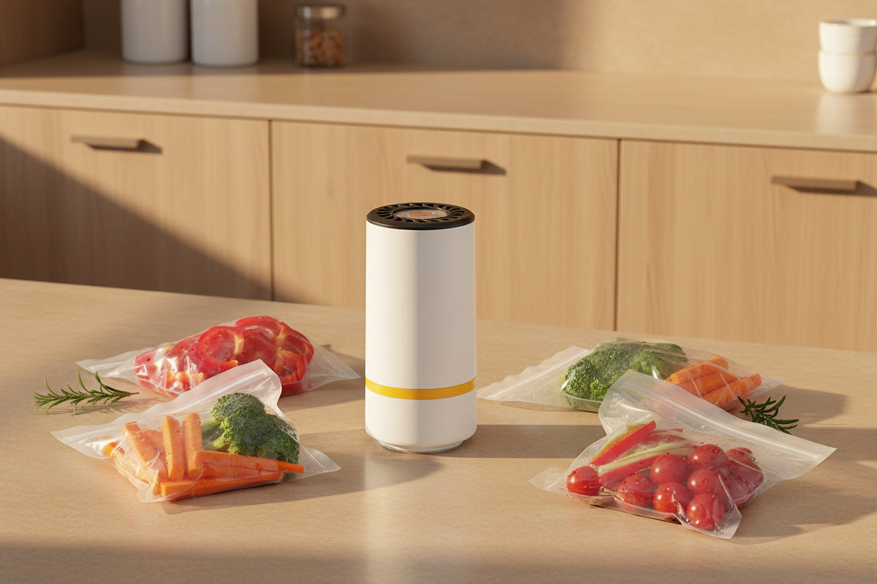 Vacuum Sealer Pump Electric Air Pump Rechargeable Automatic Sealing Machine with Reusable Vacuum Sealer Bags Food Packaging Bag